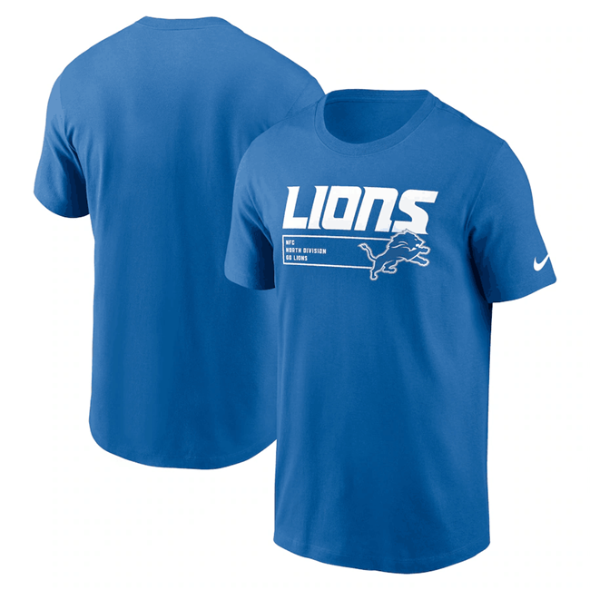 Men's Detroit Lions Blue Division Essential T-Shirt - Click Image to Close